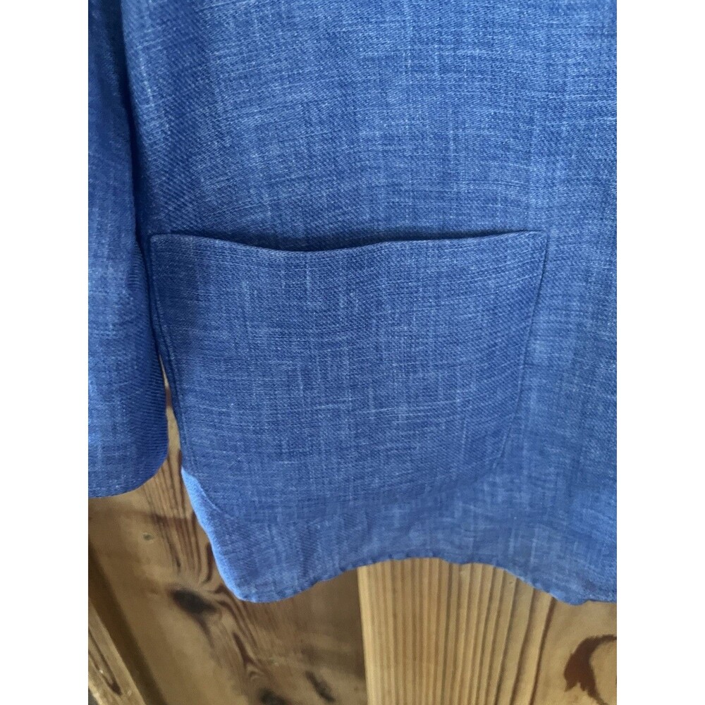 Nina McLemore Jacket Blazer, Size 12, Blue Color, Front Button, Rounded Collar - Picture 3 of 5